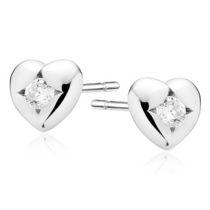 Cercei argint inima cu piatra DiAmanti Z1501E-DIA (Argint 925‰ 0,7 g.)